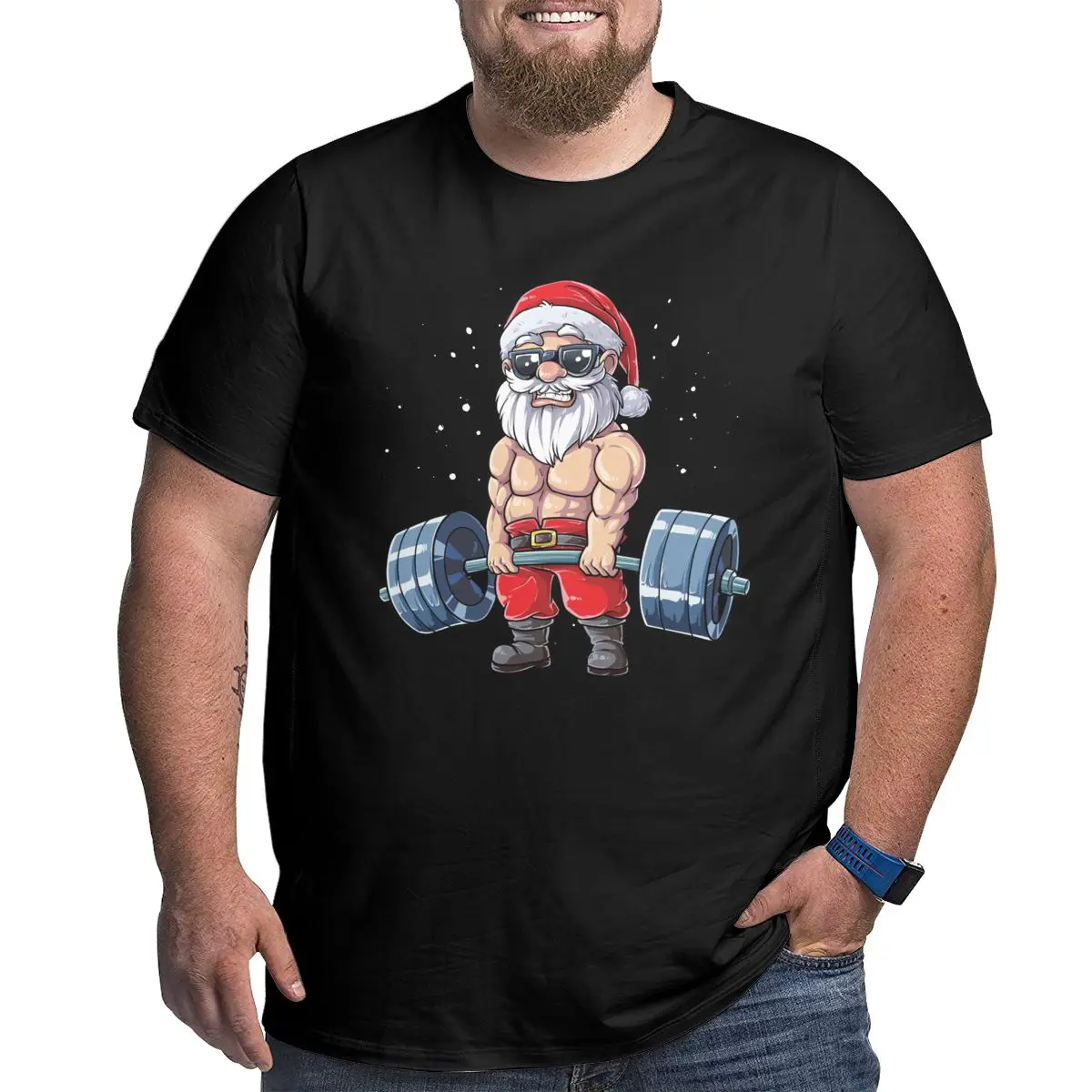 Футболка мужская для фитнеса с Санта-дедлифтом хлопковая рубашка большого