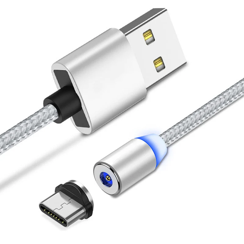 Silver Type C usb Магнитный usb-кабель для зарядки iphone Xs max Xr X samsung s9 ipad mini, кабели для быстрой зарядки, адаптер, шнур для зарядки мобильного телефона - Цвет: Silver Type C usb