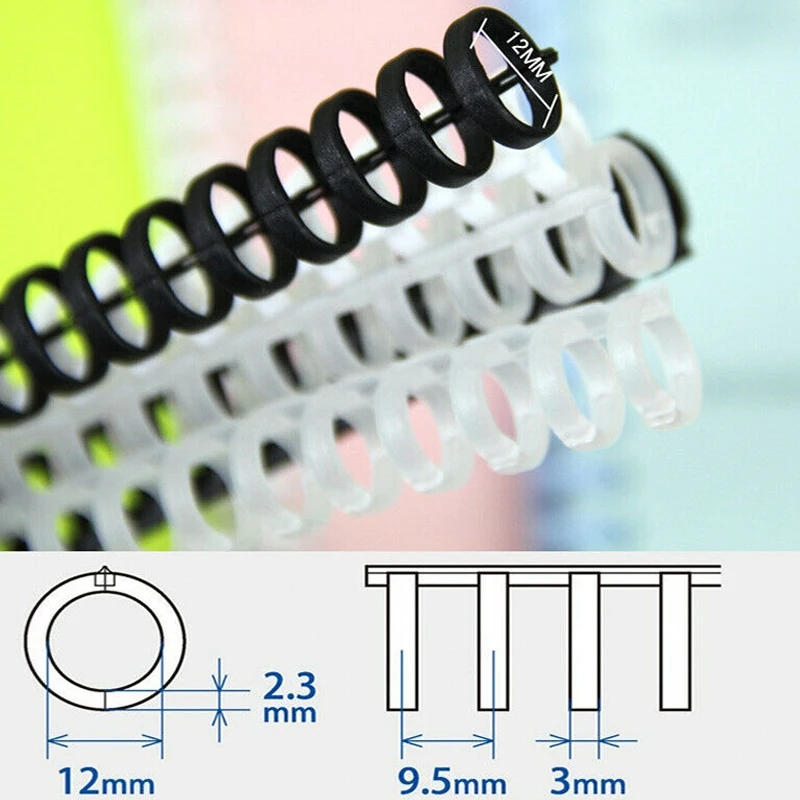 

30 Hole 12mm Loose-Leaf Plastic Binding Ring Spiral Rings for A4 A5 A6 Paper Notebook Stationery Office Supplies
