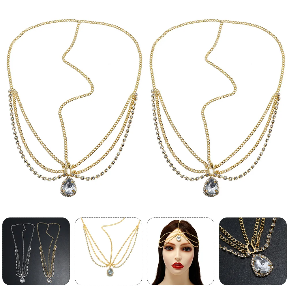 

4Pcs Head Chain Jewelry Rhinestones Crystal Cosplay Headpieces