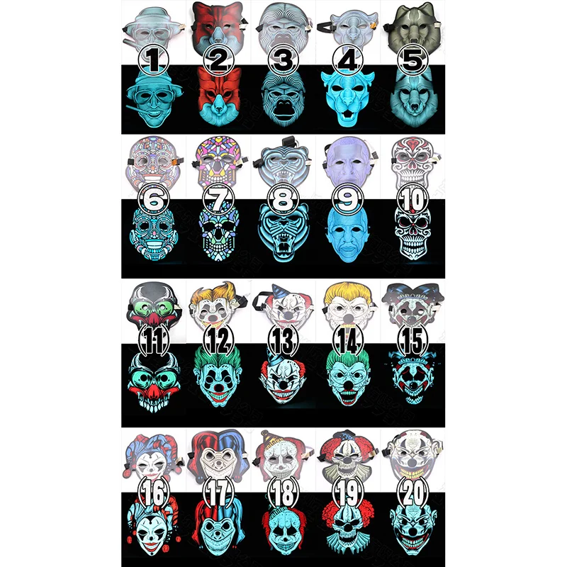 Недавно голос Управление светящаяся маска светодиодный Хэллоуин Бар КТВ