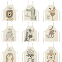 cartoon animal painting womens apron for kitchen waterproof stripes for man cooking kitchen accessories household cleaning