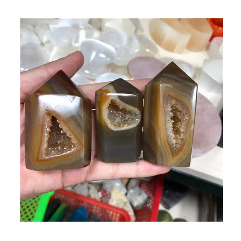 

Natural Agate Geode Tower Point Crystal Healing Stones For Home Decoration