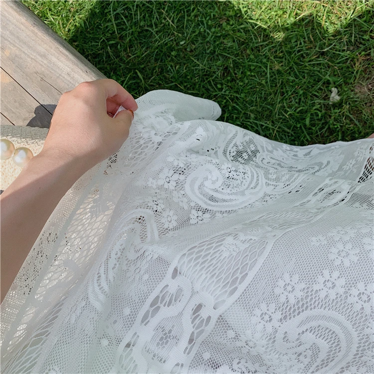 

Chiffon Female Skirt Women Lace Retro Splice Skirts High Quality 2020 Spring High Waist Floral Print Women Skirt A-line