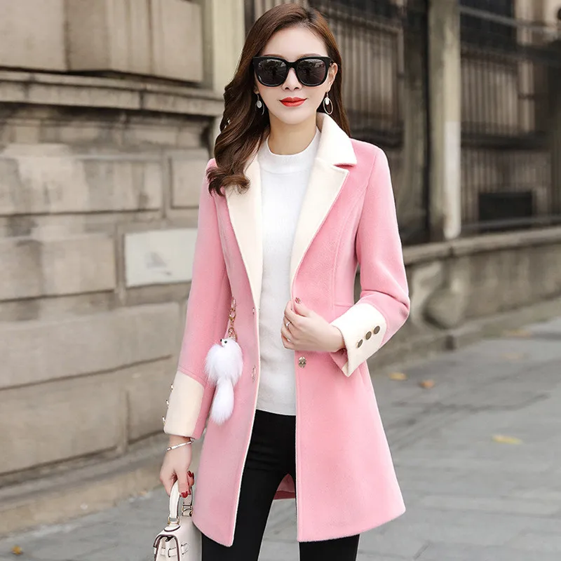 Autumn Winter Suits Jacket Women Overcoat Plus Size Wool Coat High Quality Female Long Elegant Blends Woolen Thicked 1595 | Женская