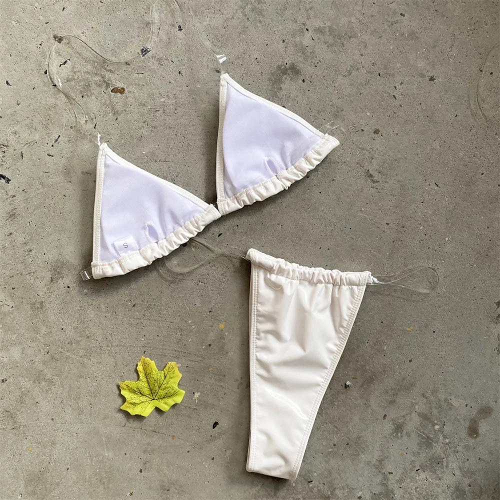 Микро бикини с прозрачными лямками 2021 женский сексуальный бразильский неоновый