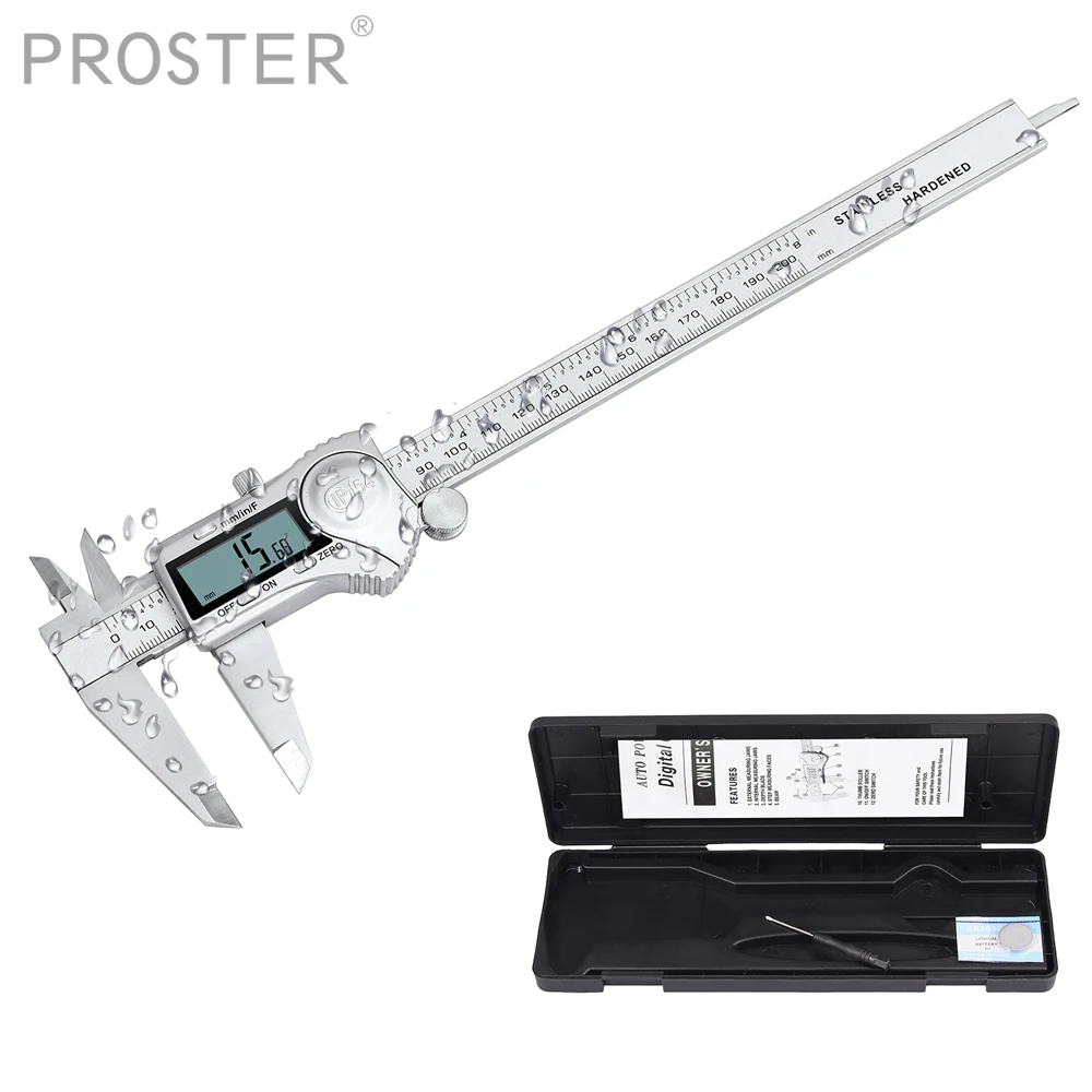 Цифровой штангенциркуль PROSTER IP54 Водонепроницаемый Электронный из нержавеющей