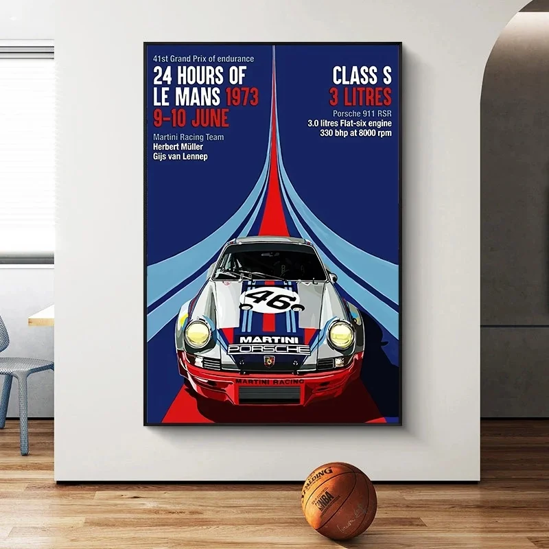 

24 Hours Of Le Mans 1973 On Canvas Print Nordic Poster Wall Art Picture For Living Noom Home Decoration Frameless