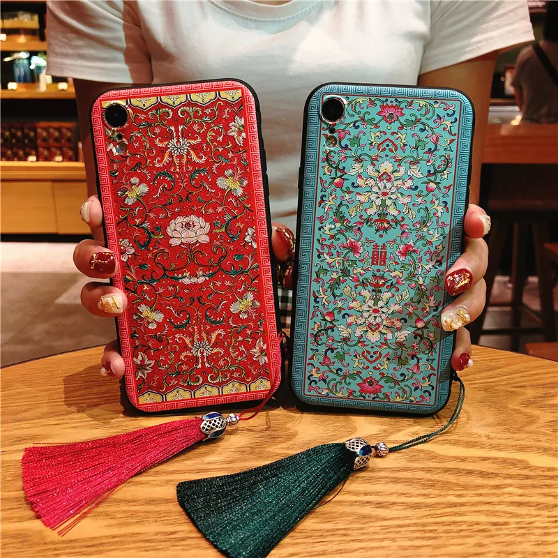 Wrist Strap Case Phone for IPhone 11pro X XR XS MAX Retro Palace Pattern Cases Iphone 11P 7 Plus 8 6S Soft Covers |