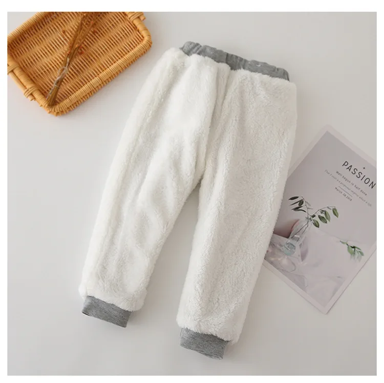 

Boys Girls Pants 2020 Autumn And Winter New Children's Korean Version Plus Velvet Cartoon Casual Fashion Lacing Pants