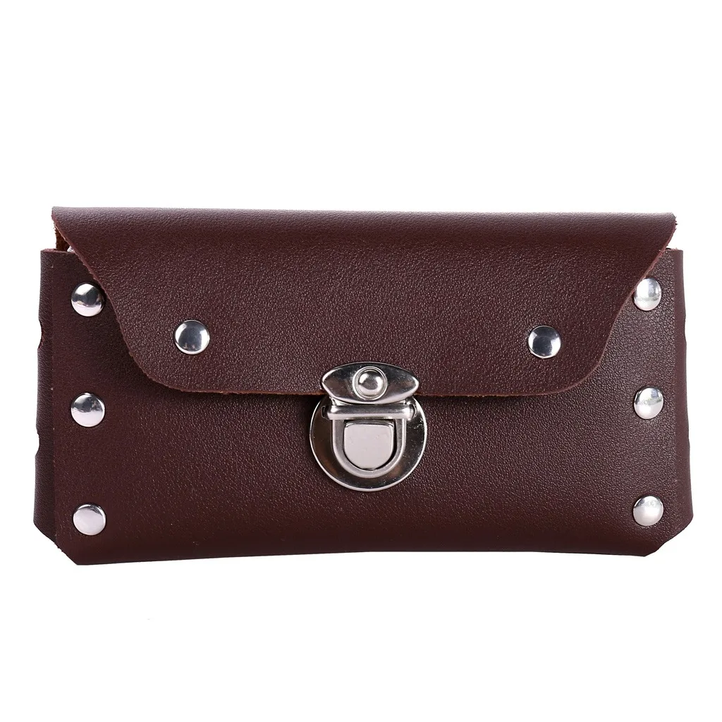 Модная нейтральная однотонная сумка с заклепками и замком поясная для мужчин