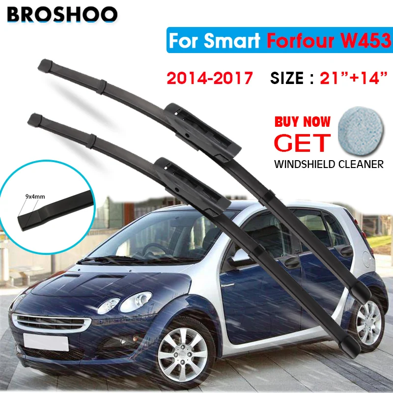 

Car Wiper Blade For Smart Forfour W453 21"+14" 2014-2017 Auto Windscreen Windshield Wipers Blades Window Wash Fit U Hook Arms