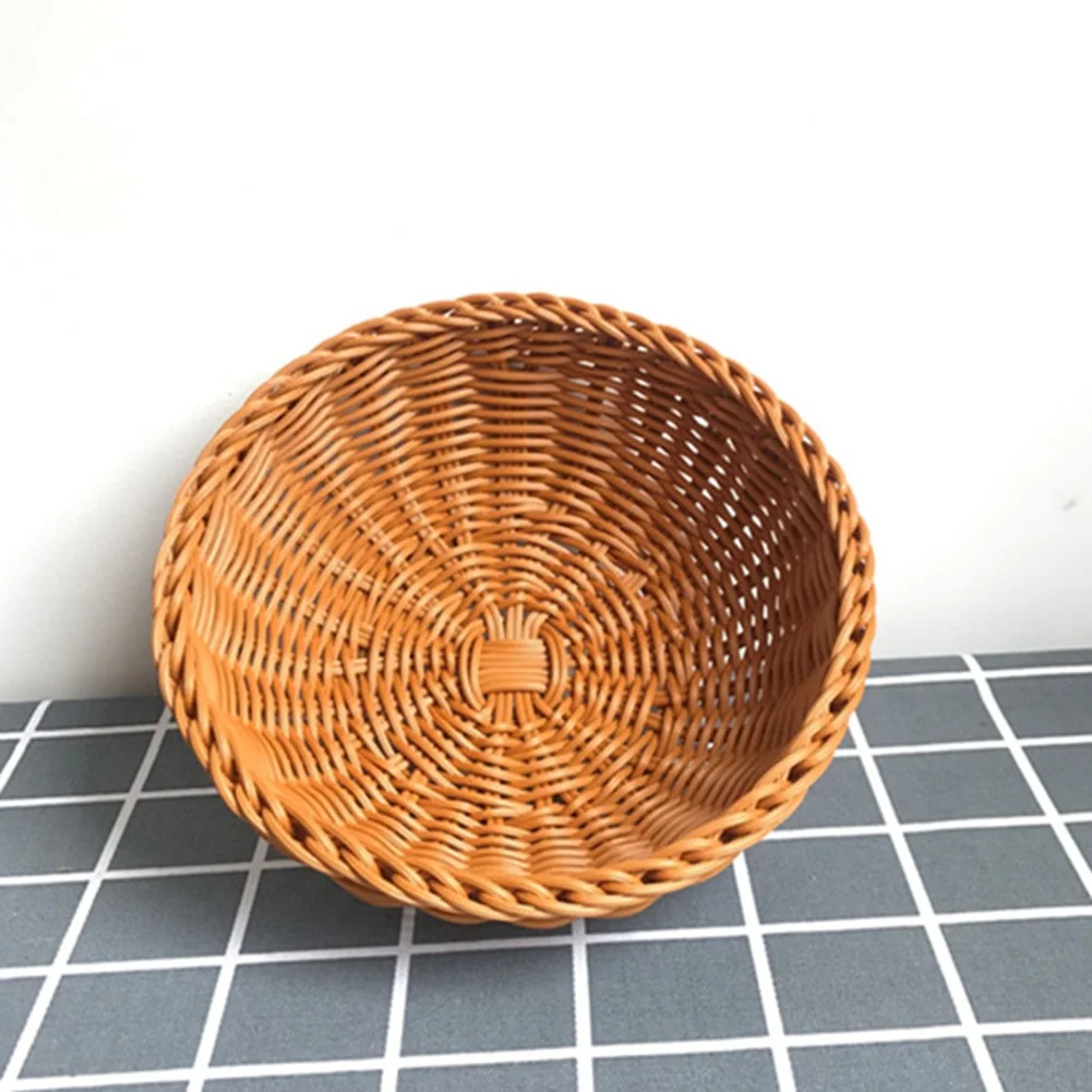 

Circular PP Rattan Woven Bread Basket And Vegetable Storage Basket Kitchen Storage Baskets Household Rattan Woven Fruit
