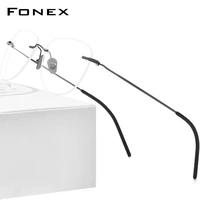 fonex titanium glasses frame men 2021 new rimless prescription square eyeglasses women frameless myopia optical eyewear 855