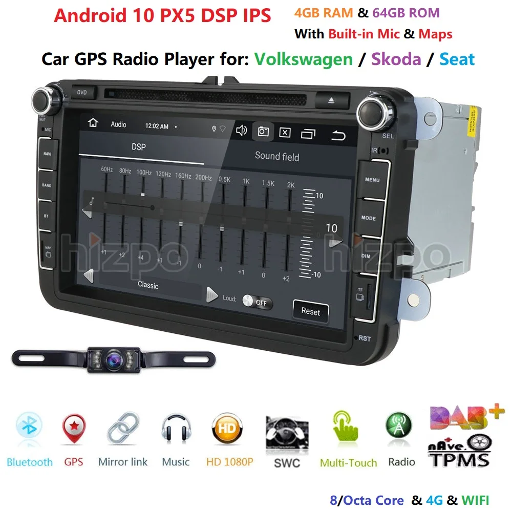 

2DIN android10.0 OctaCore 4G+64G car dvd audio multimedia for Volk swagen V W Golf beetle passatCC EOSjetta polo Skoda/Seat/Leon