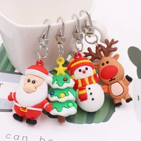 16 styles christmas tree santa claus elk snowman animal keychain cute cartoon design hanging pvc handbag ornaments gifts