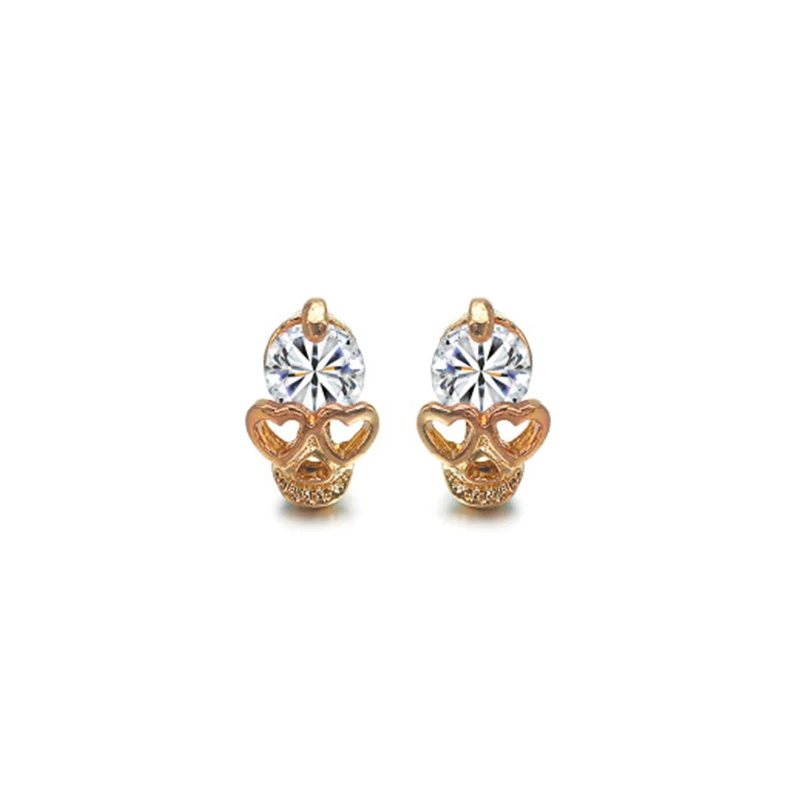 CARTER LISA Lady Brilliant Punk Crystal Gold Skull Women Earrings Jewelry Hot New Heart Eye Stud Popular | Украшения и аксессуары