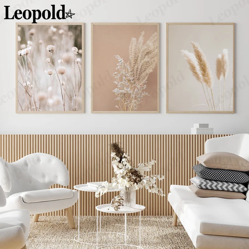 

Nordic Plants Natural Scenery Canvas Poster Hay Boho Plant Painting Wall Art Modern Home Room Decoration Frameless
