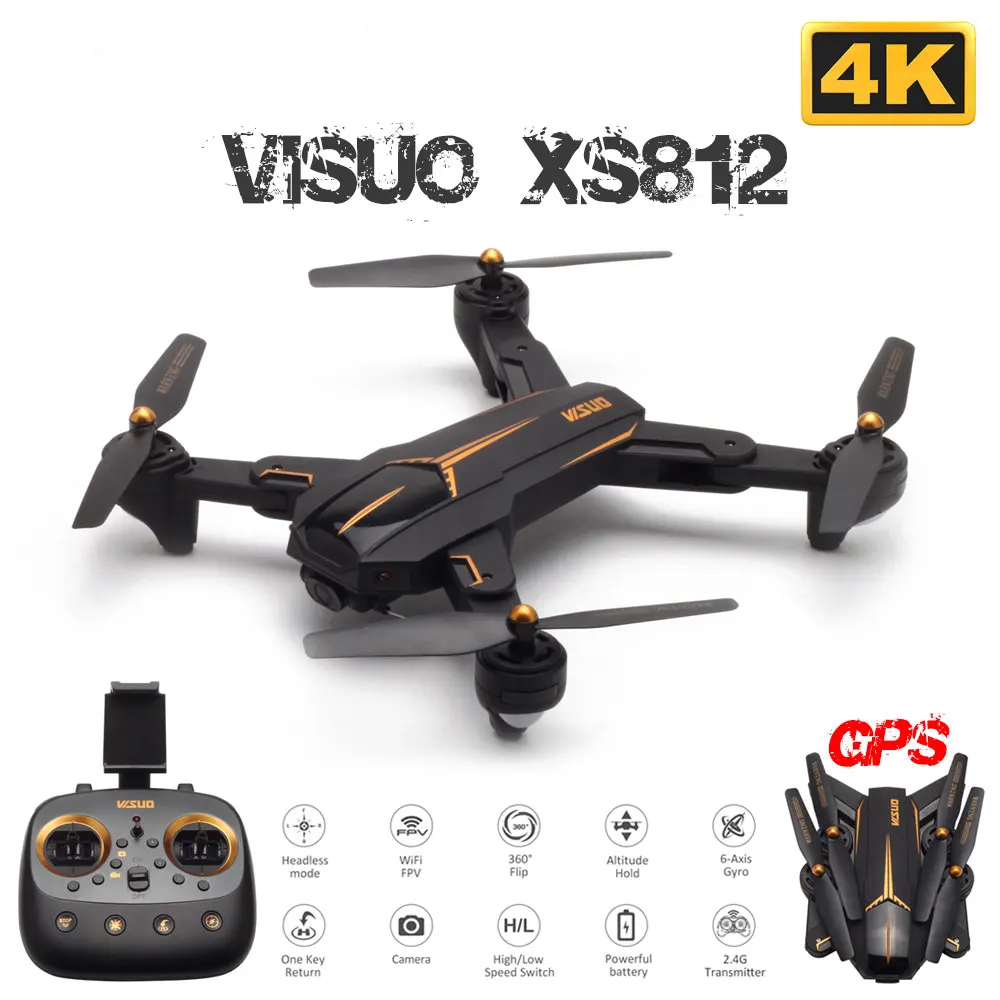 Дрон Радиоуправляемый VISUO XS812 4K с GPS и HD камерой 5 Мп | Игрушки хобби