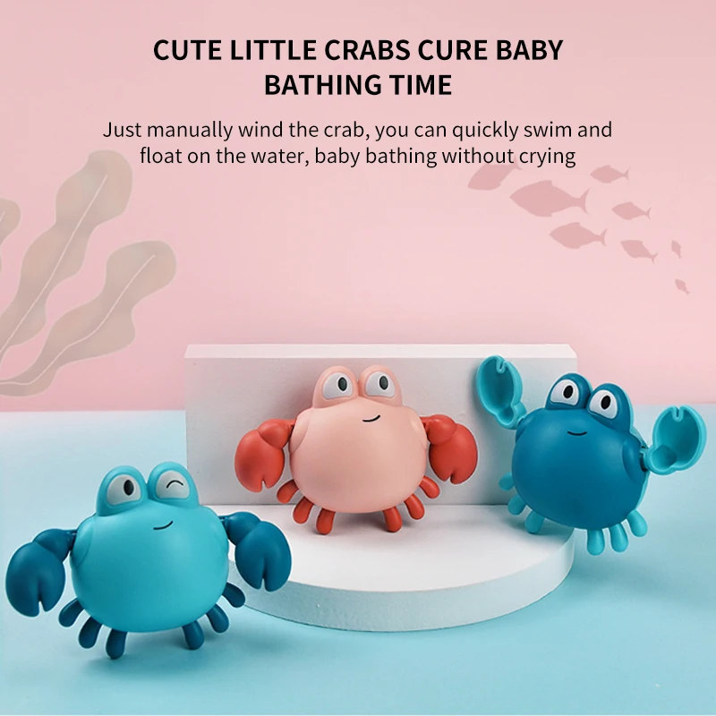 

Newest Cartoon Animal Crab Classic Baby Water Toys Infant Turtle Wound-up Chain Clockwork Baby Swimming Bath Toy 2021
