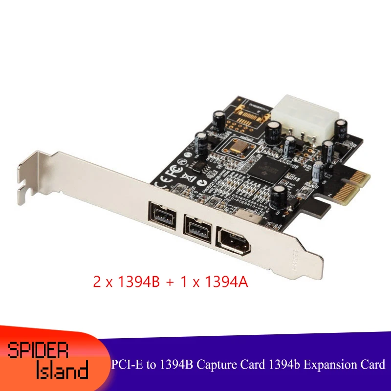 PCIe 1 1x1 карта PCI Express 3 порта Firewire 1394B & 1394A TI XIO2213B чипсет 1394 кабель видеозахвата