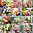 AZQSD без рамки DIY живопись по номерам Рисование акриловыми красками Цветок Современная картина домашний декор для гостиной 40х50см