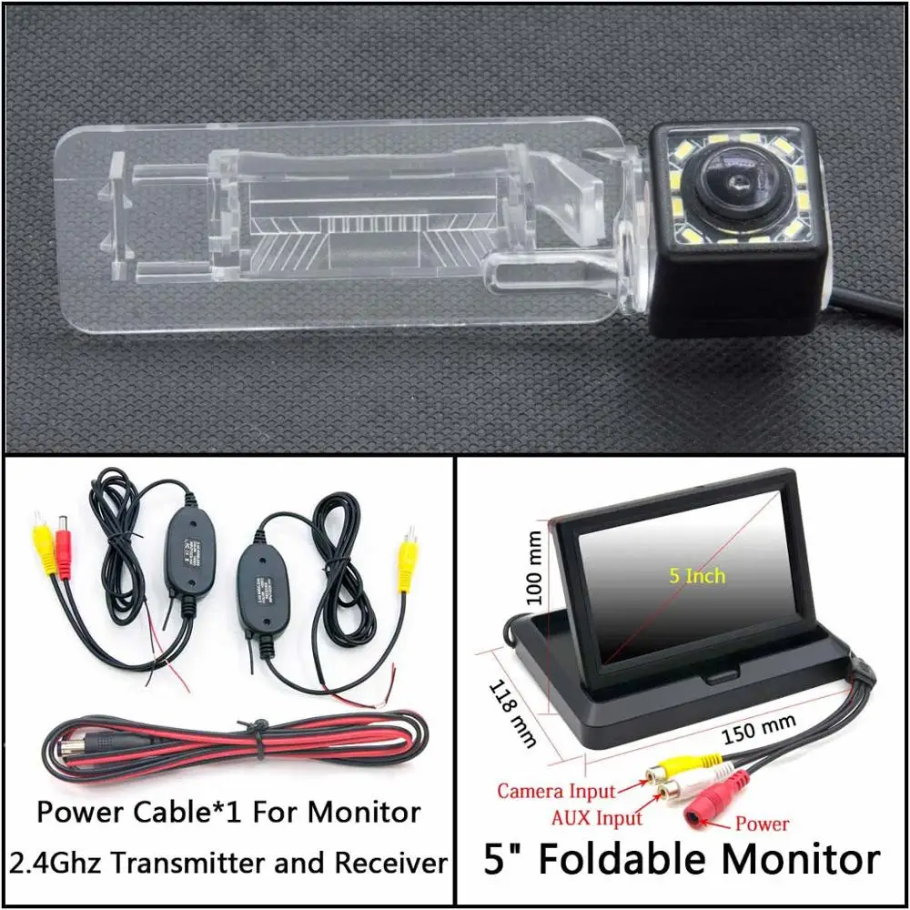 C Wireless 5 inch F 12 Светодиодный фонарь Автомобильная камера заднего вида для Smart Fortwo 451 Four/Smart ED автомобильная парковочная Водонепроницаемая резервная камера ночного видения - Название цвета: C Wireless 5 inch F