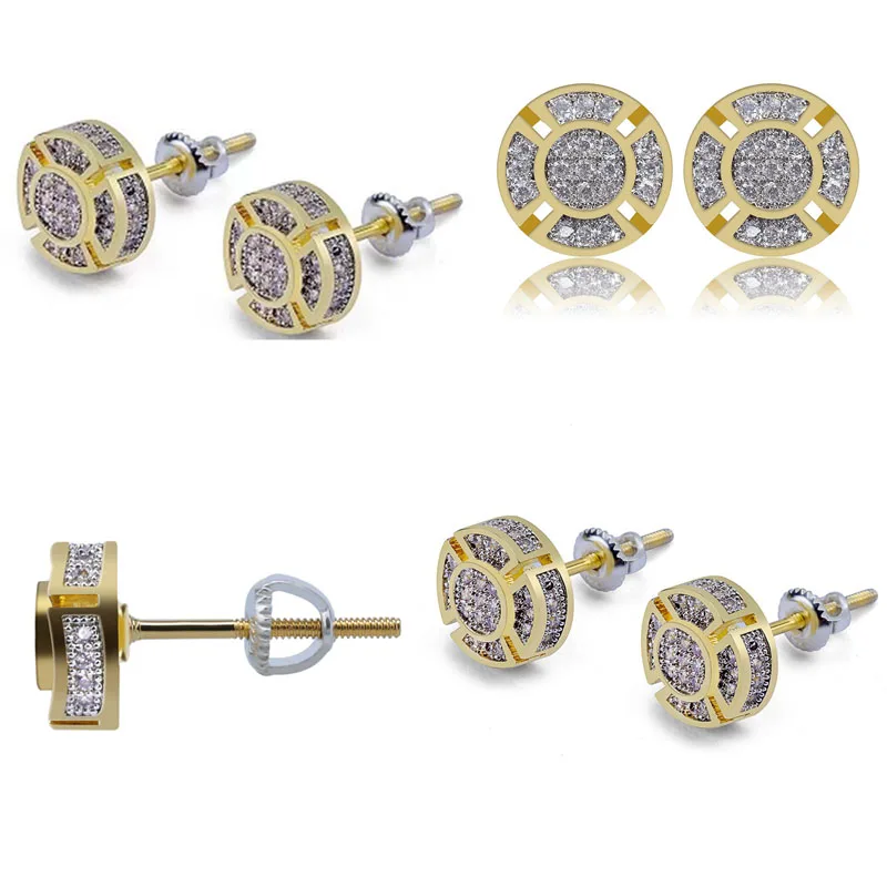 

Mifeiya Popular Two-tone Round Full Rhinestone Crystal Stud Earrings with Sparkling AAA CZ for Women Men Party Jewelry