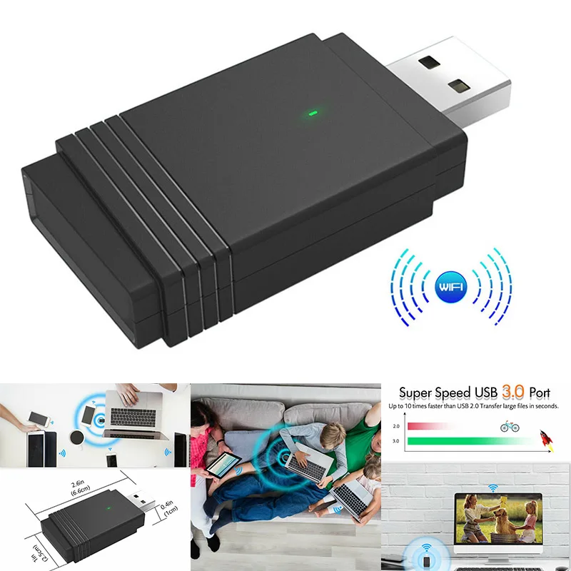 Беспроводной USB WiFi адаптер 1200 MbpsWi-Fi ключ PC сетевая карта двухдиапазонный Bluetooth