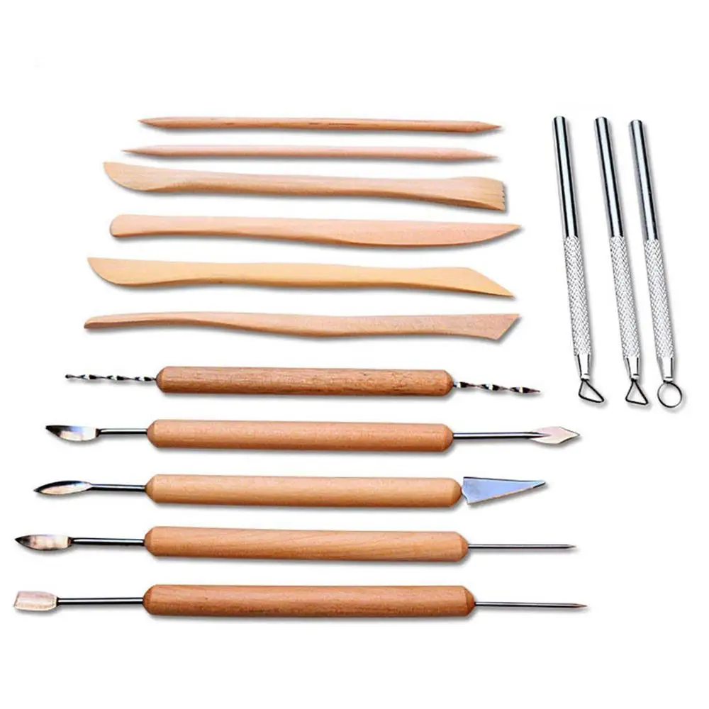 14 шт. Керамика Полимерная глина инструменты деревянная ручка резьба керамика