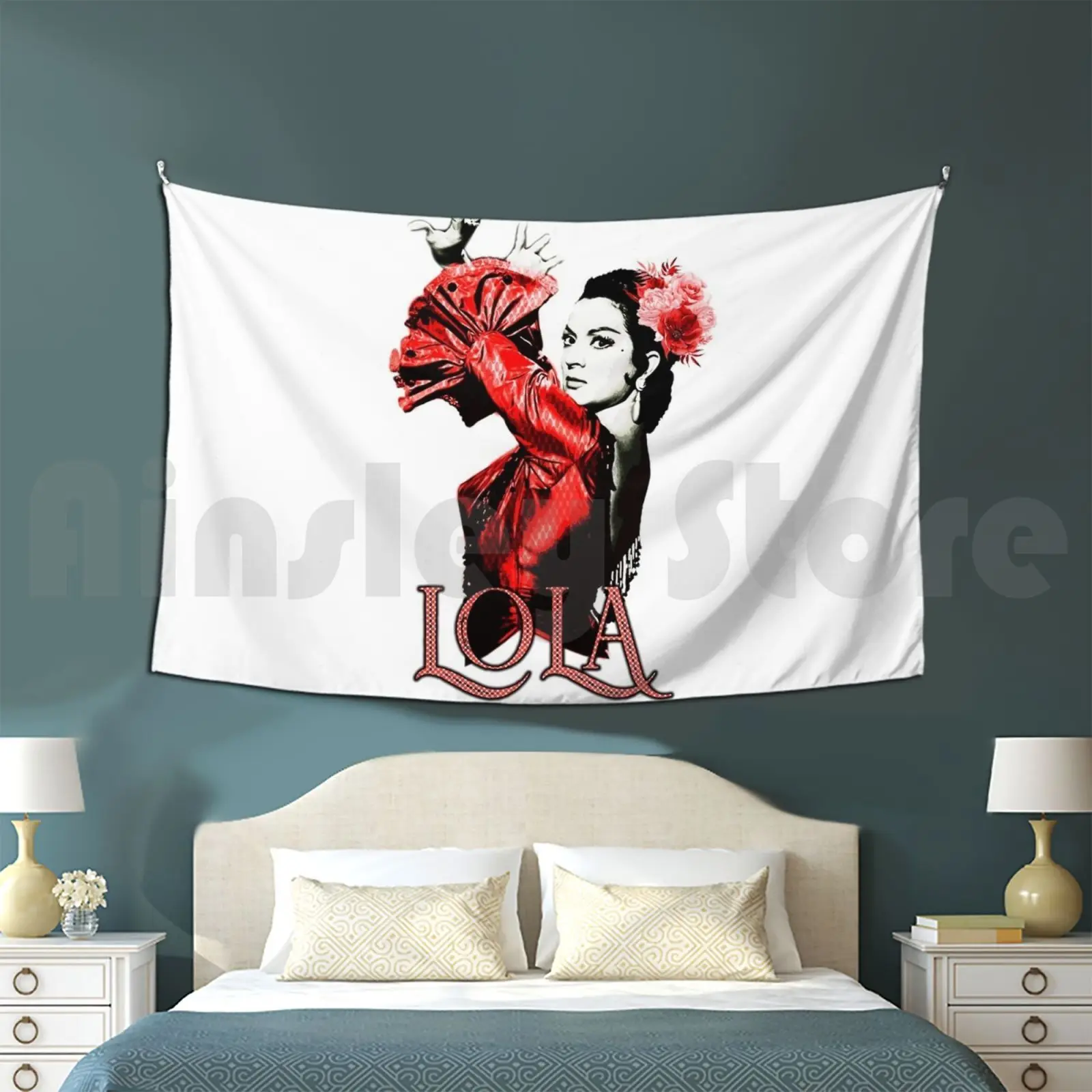 Красное платье с цветами Lola гобелен для гостиной спальни парные платья