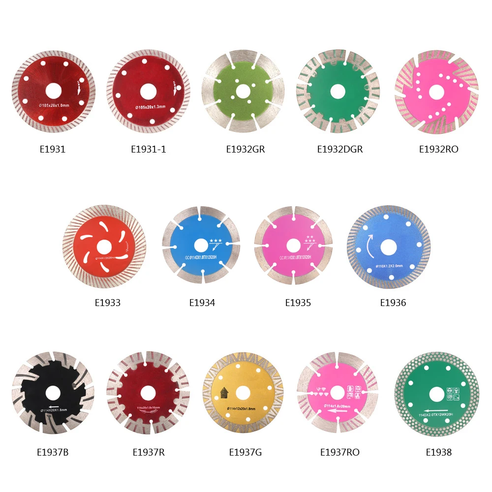 Алмазная пила 114*15*20 мм для сухой резки непрерывная турбо с охлаждающими