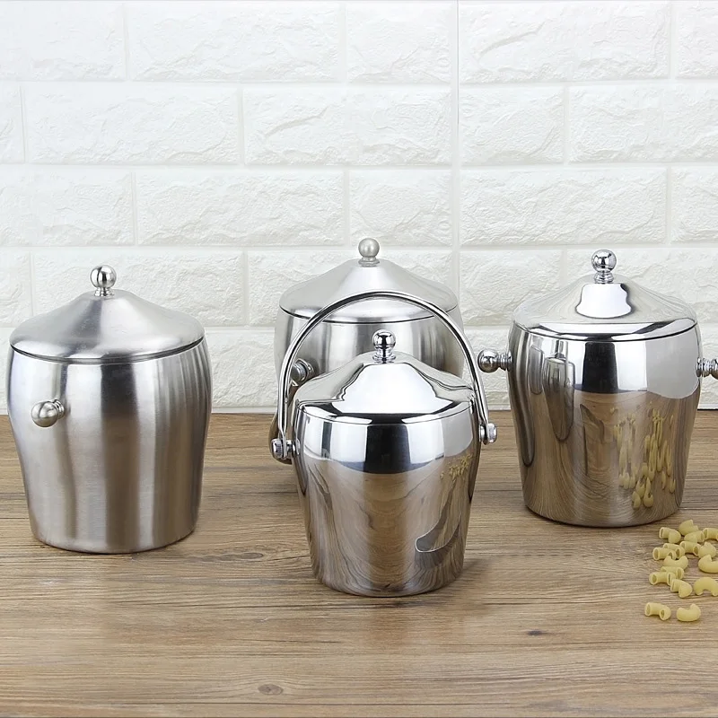 Уплотненное двойное ведро для льда из нержавеющей стали с крышкой двойная форма