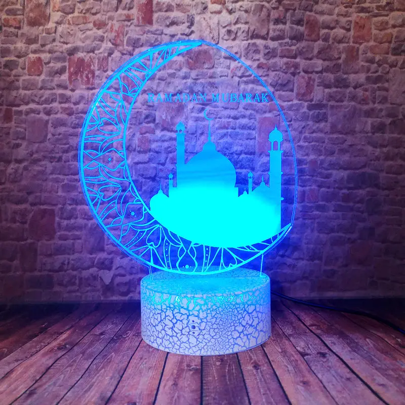 Мусульманский Рамадан 3D разноцветный ночник настольная лампа Usb спальня детская
