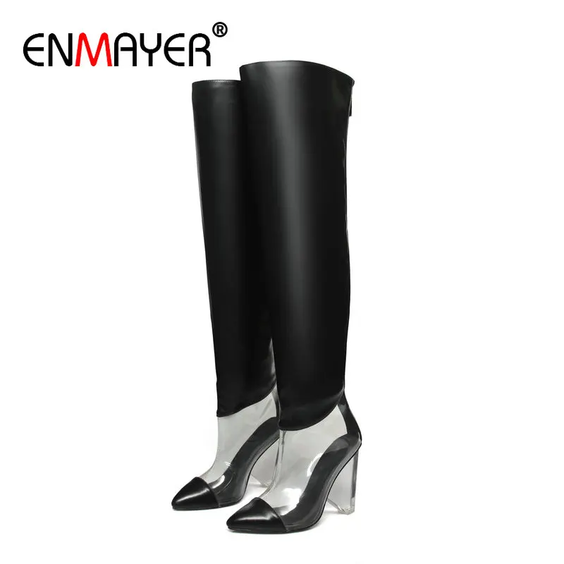 

ENMAER/модные ботфорты без шнуровки в необычном стиле на каблуке; Зимняя обувь из искусственной кожи с острым носком в стиле пэчворк; Размеры ...