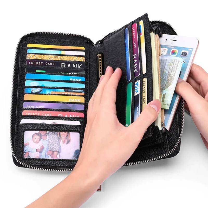 couro com zíper para celular e bolsa