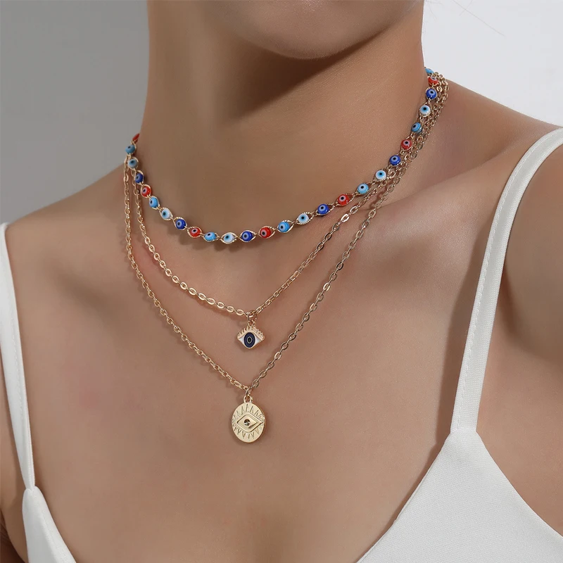 

Eye Necklace Pendants Silver Gold Necklaces For Women European and American Minimalist Fine Jewelry