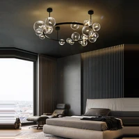 led postmodern iron glass bubbles gold black chandelier lighting lustre suspension luminaire lampen for dinning room