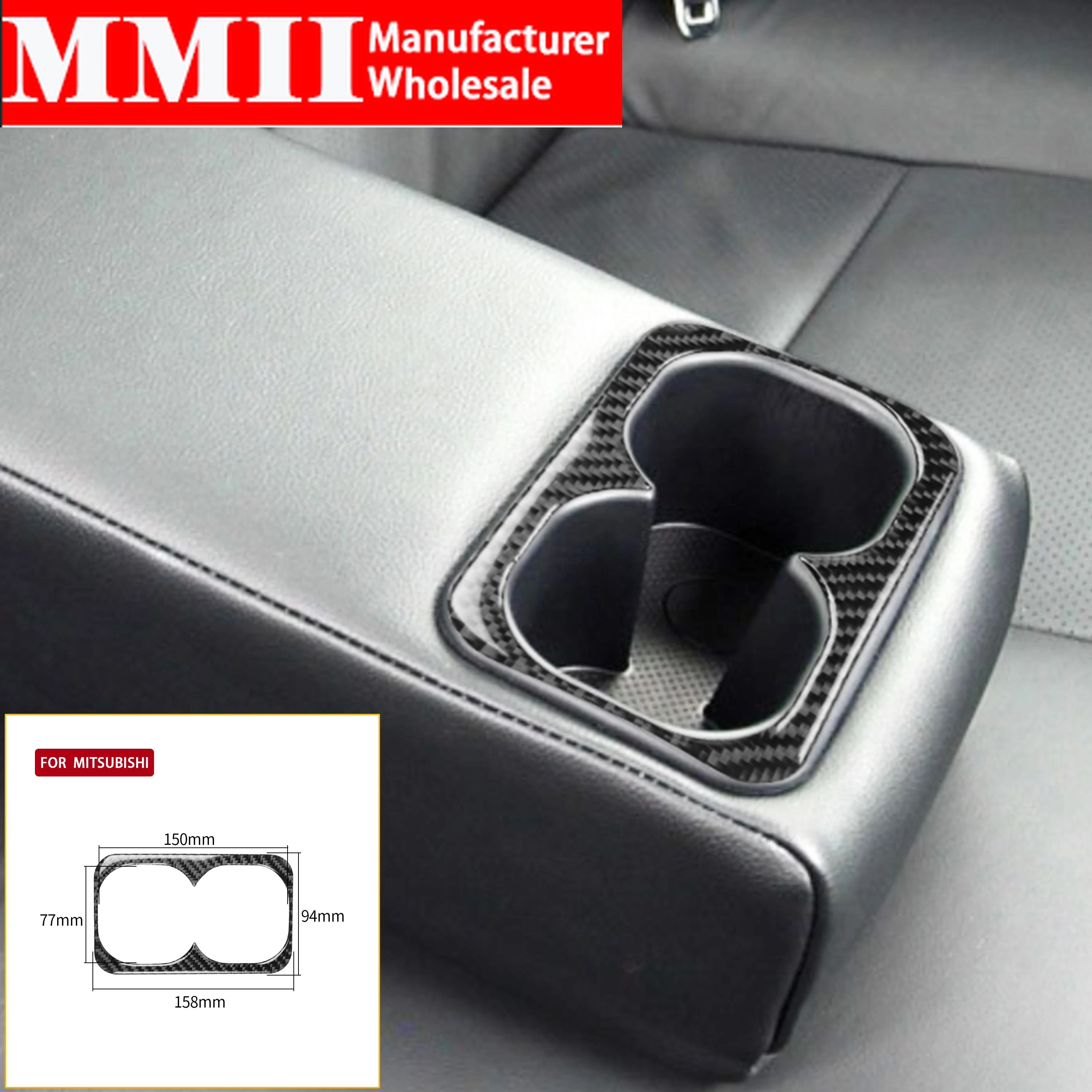 Carbon Fiber Sticker For Mitsubishi Lancer EVO X MR 2008-2015 Rear Seats Cup Holder Armrest Frame Trim Vehicle Car Accessories