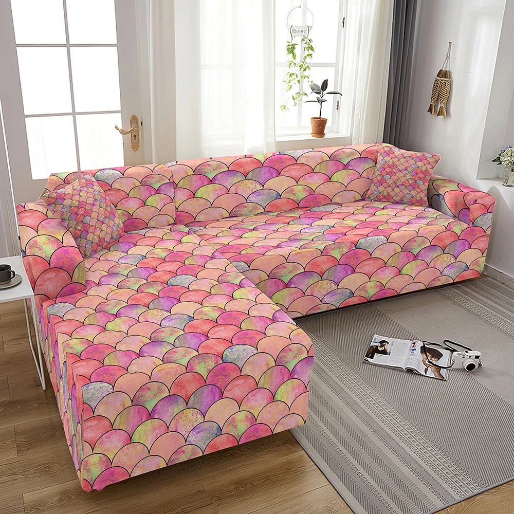 Чехлы для угловых диванов в форме рыбьей чешуи гостиной эластичный чехол кушетки