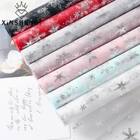 50cm5m christmas frozen mesh decoration hot silver snowflake packaging handmade flowers wrapping paper bouquet floral material