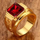 Кольцо с гравировкой в стиле панк, хип-хоп, циркон, кольцо с большим красным кристаллом, свадебные кольца для женщин и мужчин, модные ювелирные изделия в стиле бохо, кольца