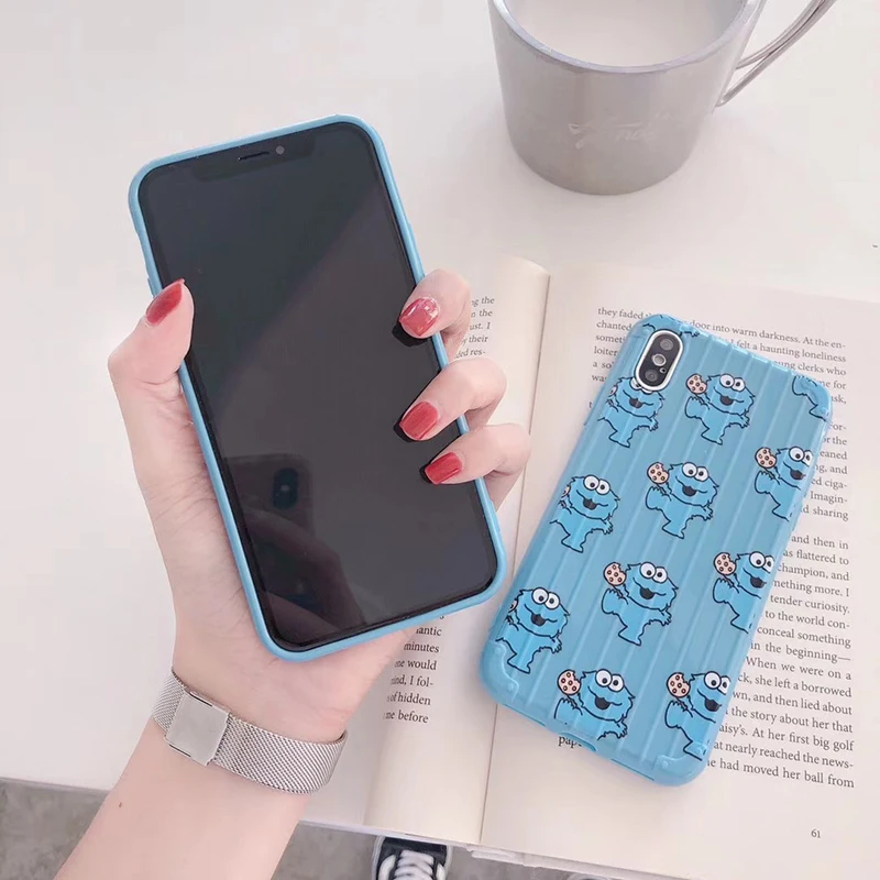 Синие милые панели телефона с рисунком для iphone 8 7 6 6splus матовый мягкий чехол для iphone X XR XS MAX back Shell Fundas Capa