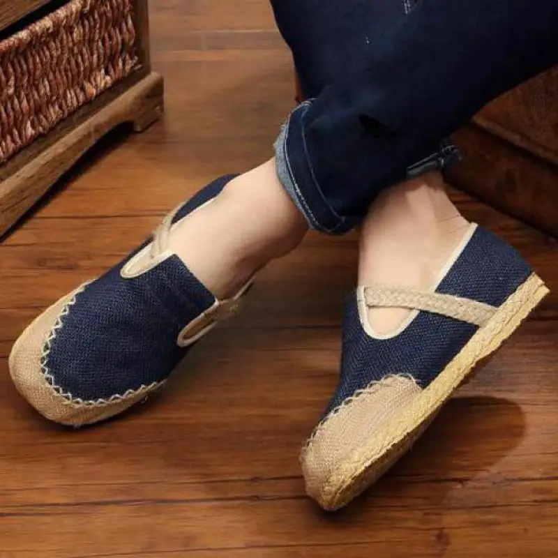 Эспадрильи мужские холщовые туфли из пеньки дышащие бриллианты слипоны лоферы