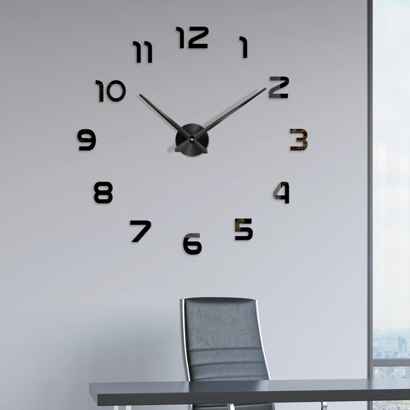 48 ''часы настенные часы Horloge 3D Diy акриловые зеркальные наклейки украшение дома