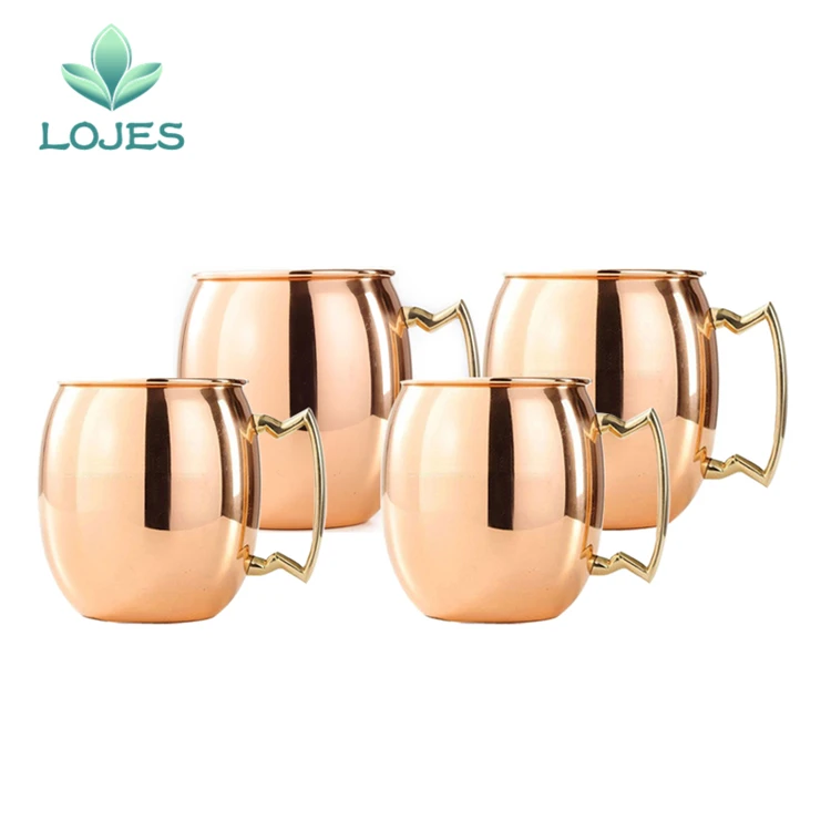 MUGS0002-4 550 мл, 1/4 шт, 18 унций, забитая медь, покрытая медным покрытием, кружка, кружка для пива, кофейная чашка, кружка с медным покрытием, чашки для путешествий - Цвет: MUGS0002-4