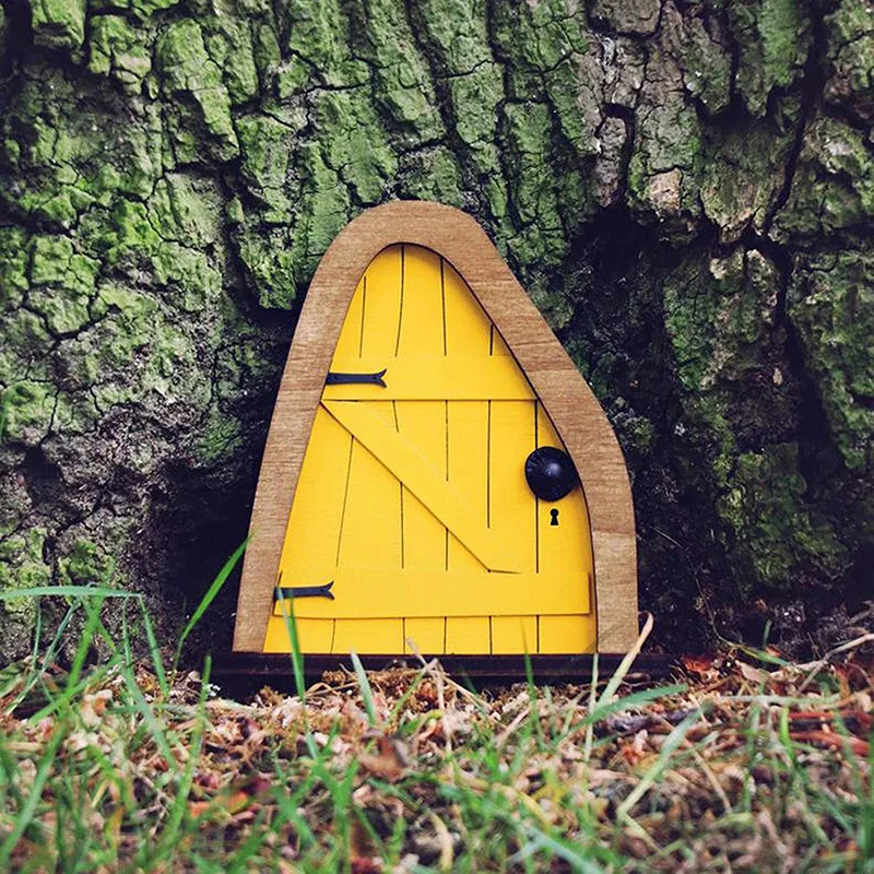 

Fairy Wooden Garden Gnome Door Gnome Home Miniature Yard Elf Doors Window Decor