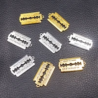 10pcs mix color hip hop style razor blade alloy connector punk necklace bracelet accessories diy charm for jewelry crafts making