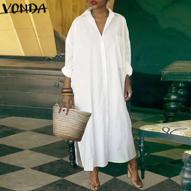 Платье-рубашка VONDA женское с длинным рукавом пикантное вечернее повседневное