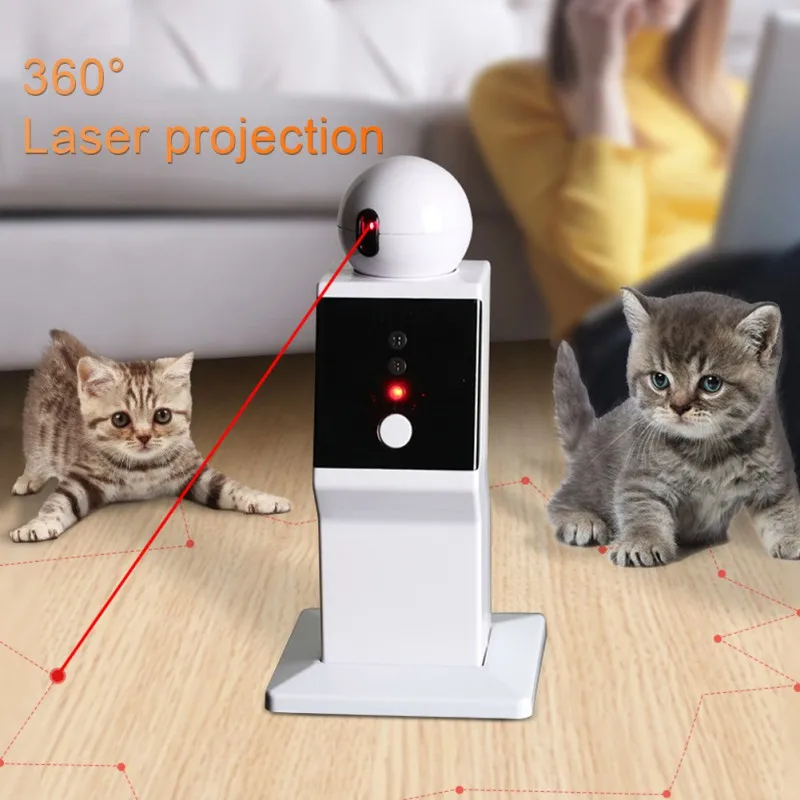 Cat Interactive Toy LED Laser Funny Toy 360 Rotating Cat Exercise Training Entertaining Toy USB Cat Play Robot Toy
